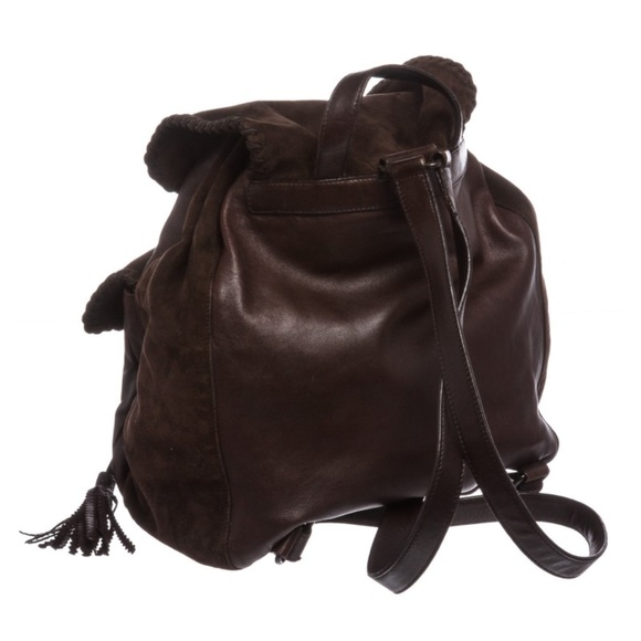 Prada Brown Suede Leather Drawstring Backpack - Picture 3 of 6